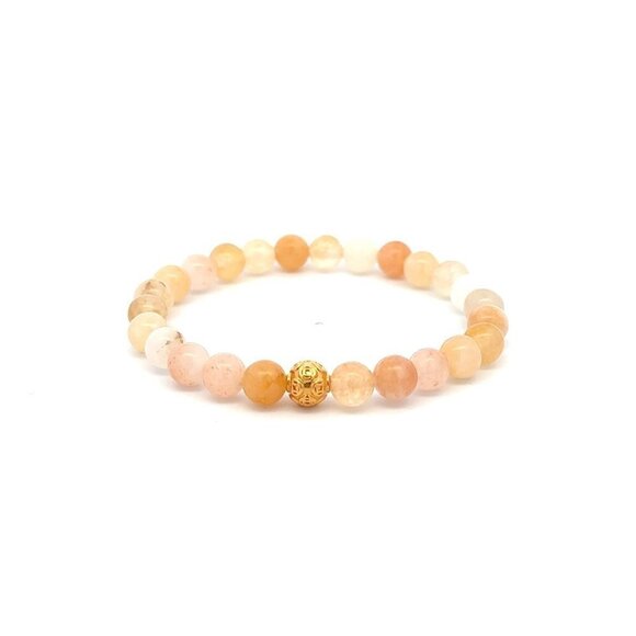 18K Gold Money Ball Lucky Bracelet Gemstones Aventurine Multicolor 6mm - Picture 1 of 5